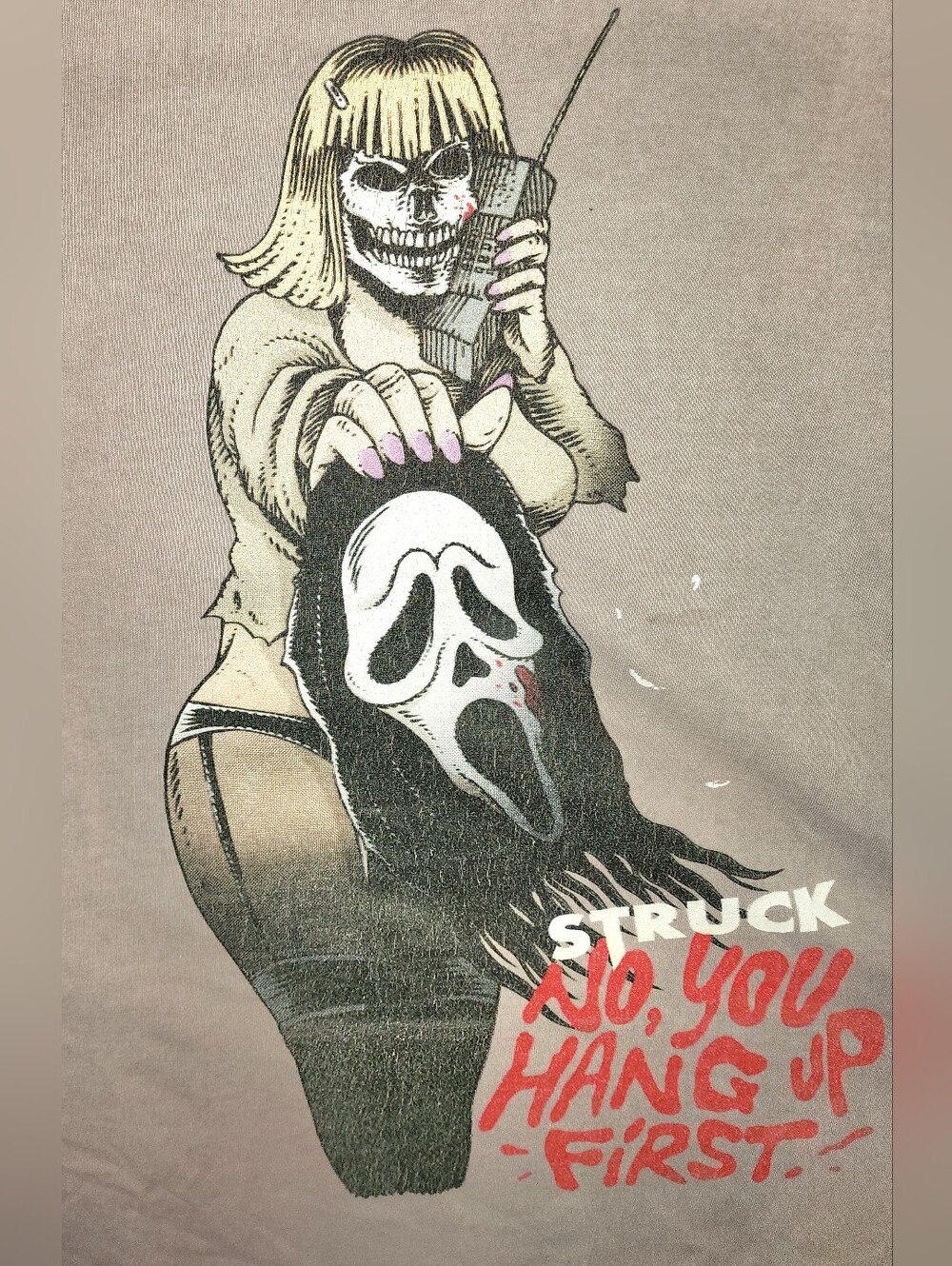Struck No You Hang Up First Horror Graphic Tee Size L